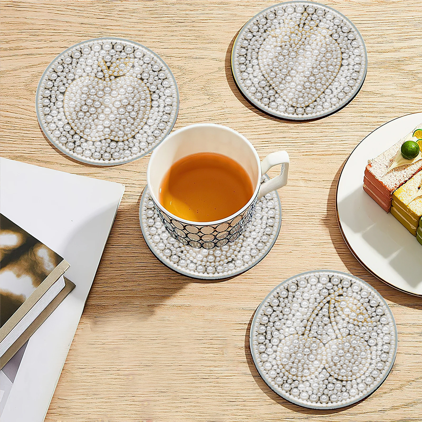 6 Pcs DIY Diamond Painting Coasters for Beginner Home Decor Friendly Art Craft Gifts Dot Paint Coaster Craft Kits Waterproof