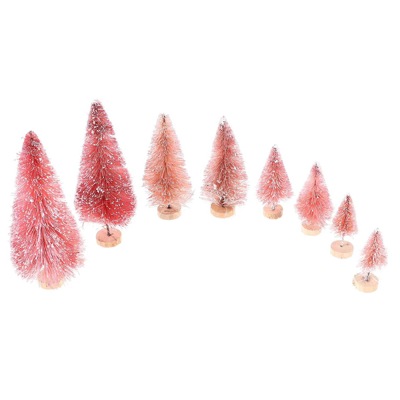 

8Pcs Mini Christmas Tree Desktop Decor Wooden Base Miniature Xmas Tree Decorations Festival Scene Home Table Ornament