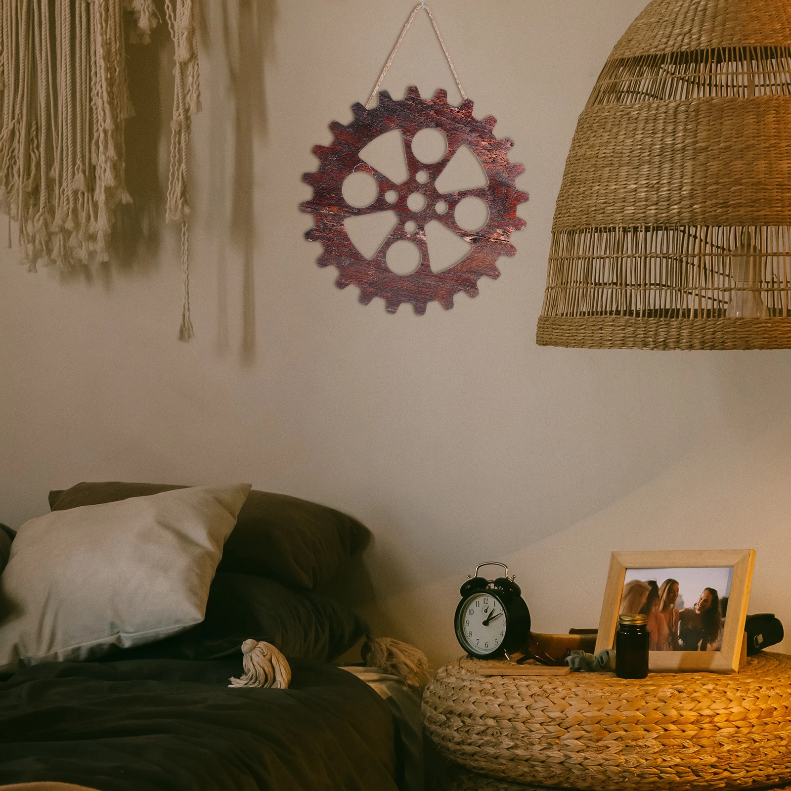 

4 Pcs Wooden Wheel Wall Hanging Vintage Carriage Decor Home Art Rustic Farmhouse Industrial Style Smooth Surface Easy Install