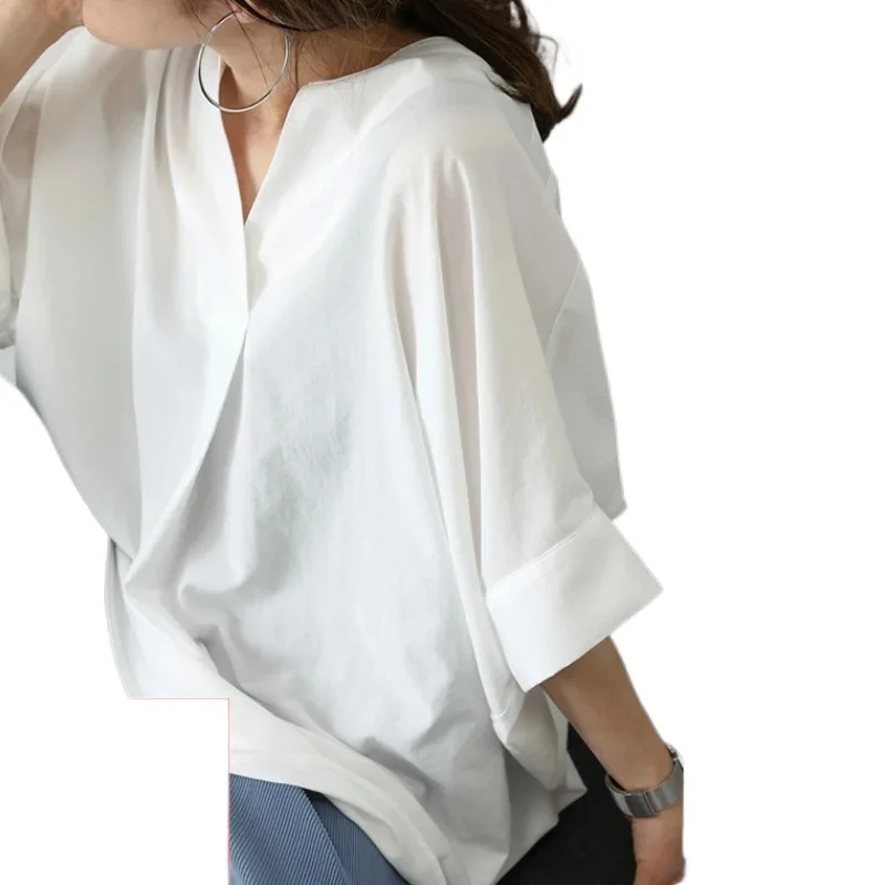 Luźny krój, dekolt w serek, jednolity kolor, irt 2025, nowy styl, japoński design, nowoczesny styl, nowoczesny, męski irt, efekt wyszczuplający.