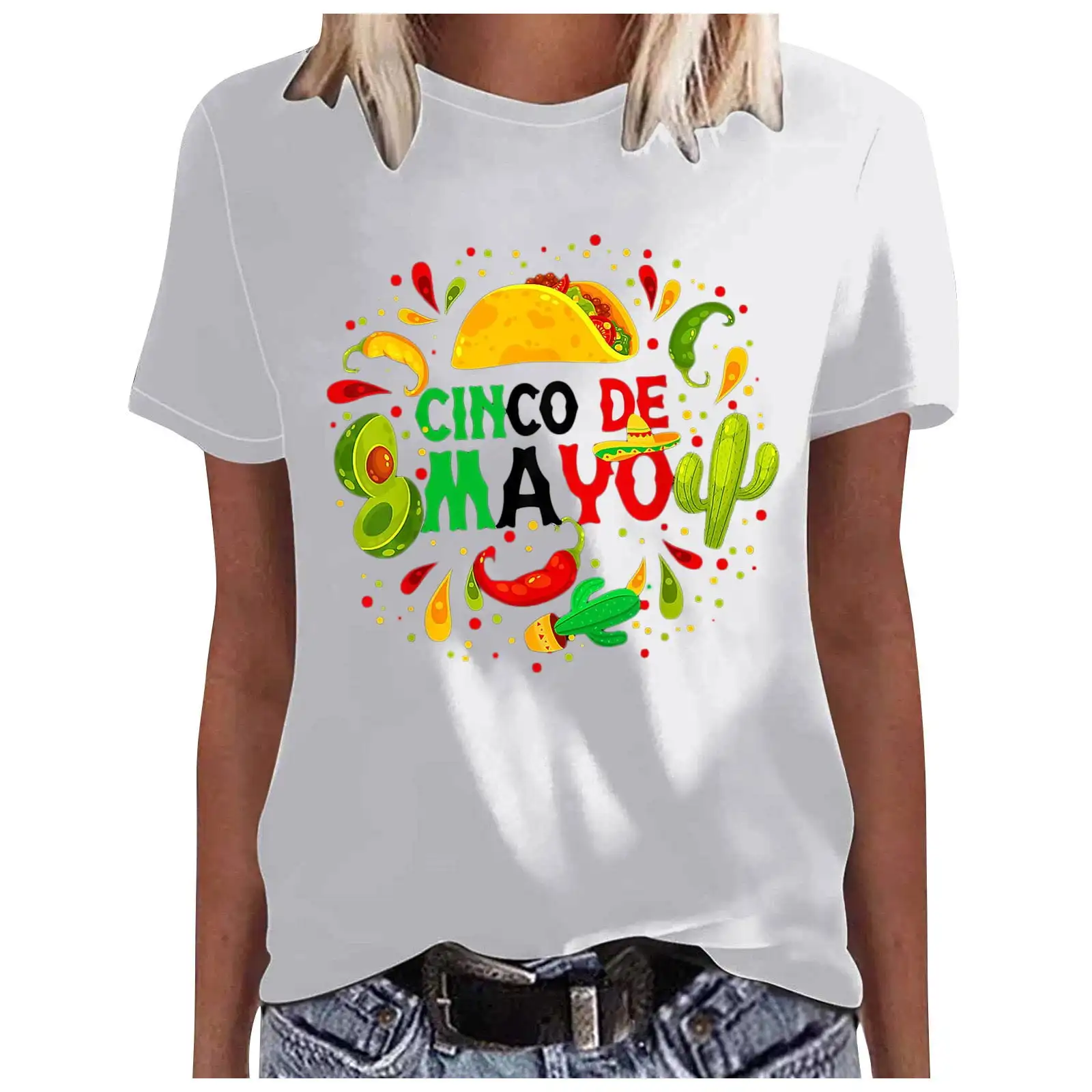 Viva Mexico T-shirts Summer TShirts Graphic Womens Mexico USA  Independence Day Colorful Printed Party T-Shirt Trendy Tops Tees