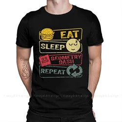 Geometry Dash Repeat Retro Vintage Print Cotton Shirt Hombre Geometry dash Men Streetwear Adult Tee Unisex O Neck Women T-Shirt