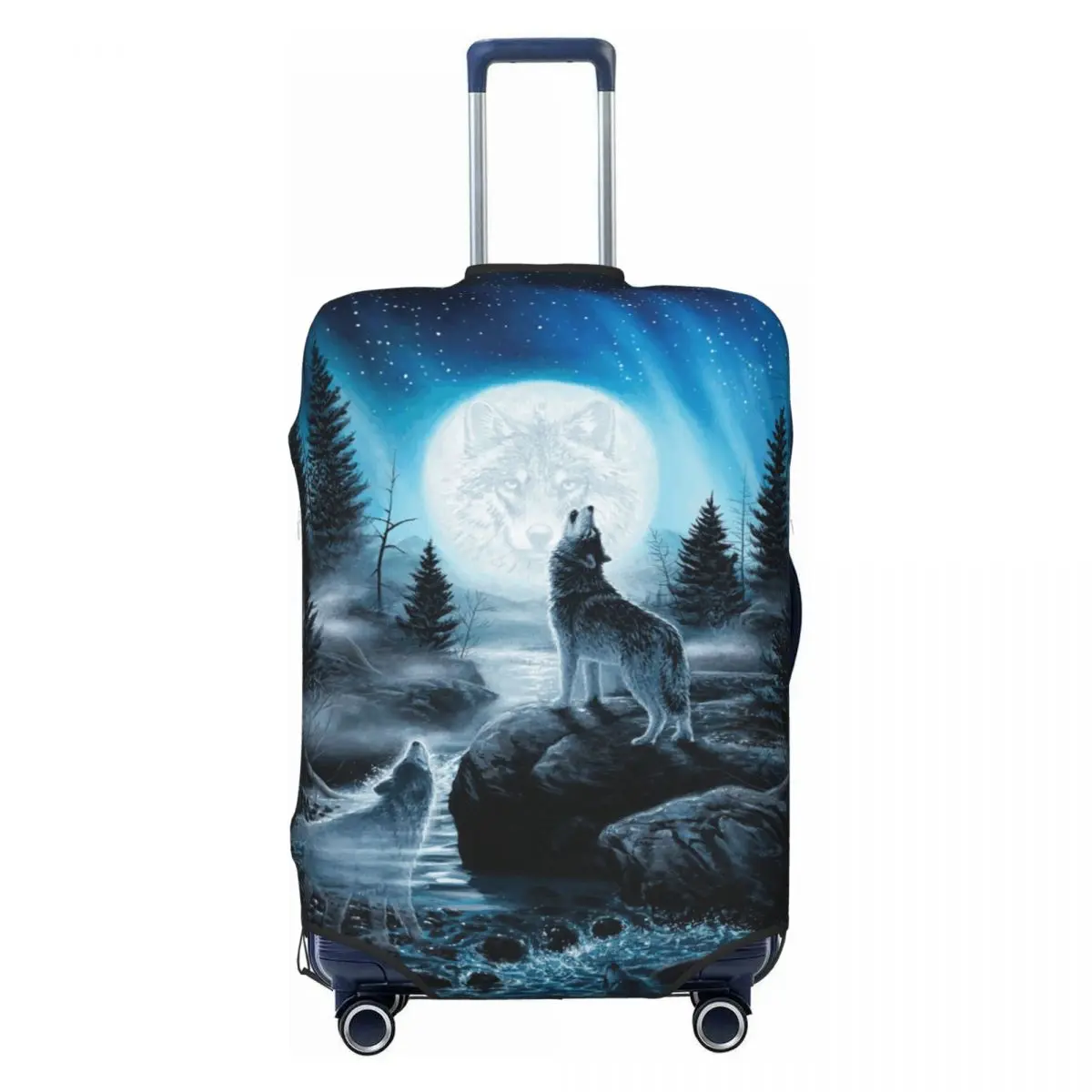 

Animal Wolf Travel Luggage Cover Washable Suitcase Cover Protector Fit 18-32 Inch