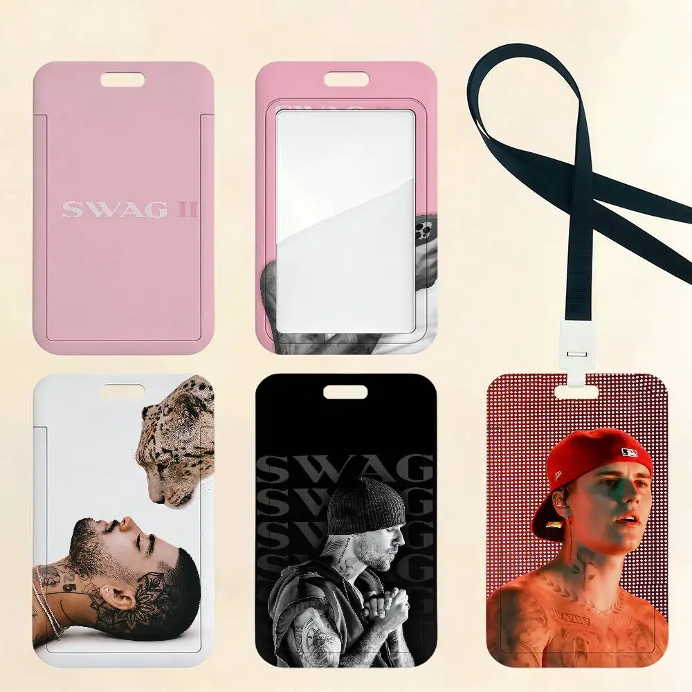 Singer J-Justin B-Bieber Badge Card Holder Student ID Case Daily Use Subway Commute Work Cover Office School Bus Protector