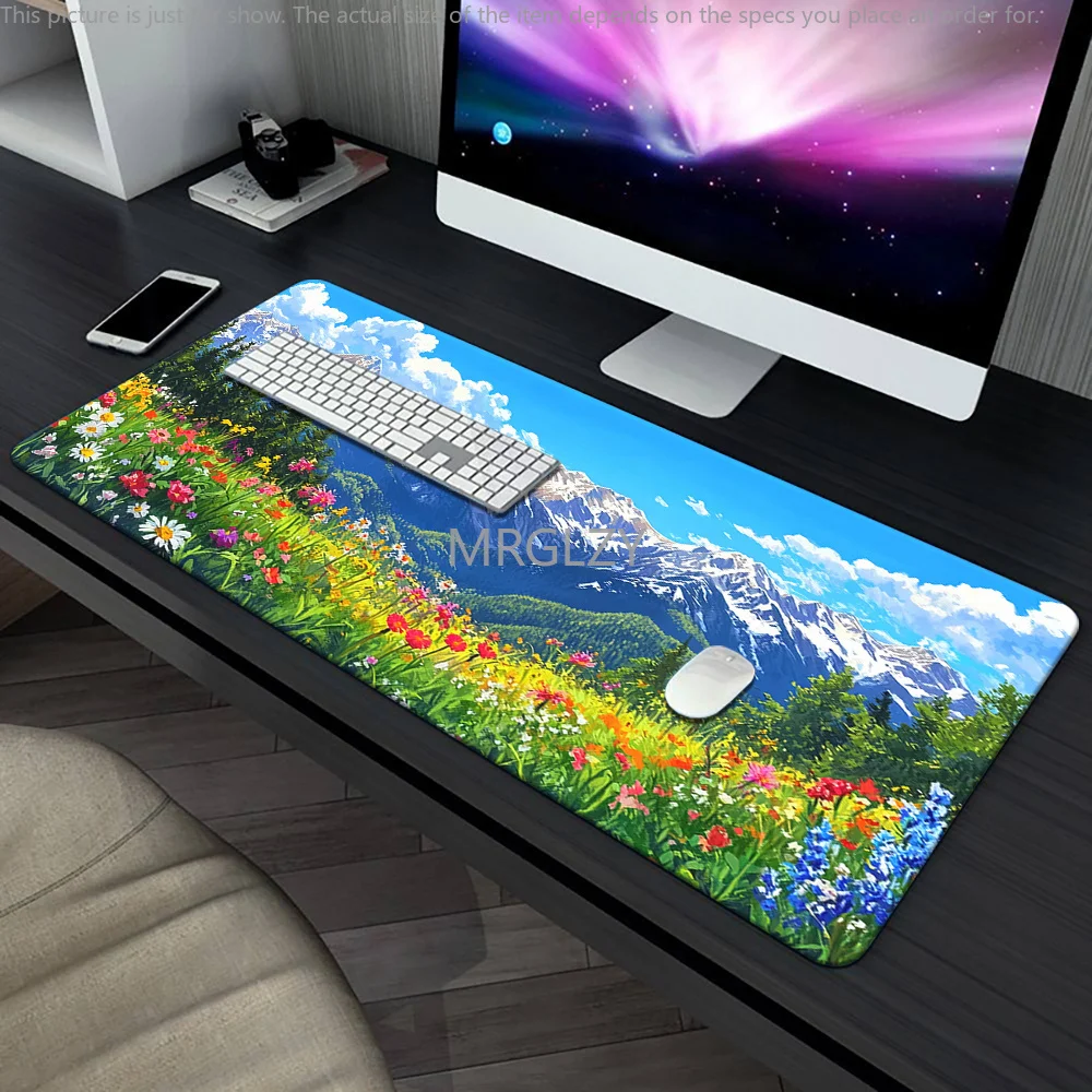 لوحة ماوس ذات مناظر جبل ثلجية كبيرة من المطاط المضاد للانزلاق ملحقات مكتب الكمبيوتر لوحة ماوس للمكتب والألعاب لوحة المفاتيح حصيرة ديكور البساط