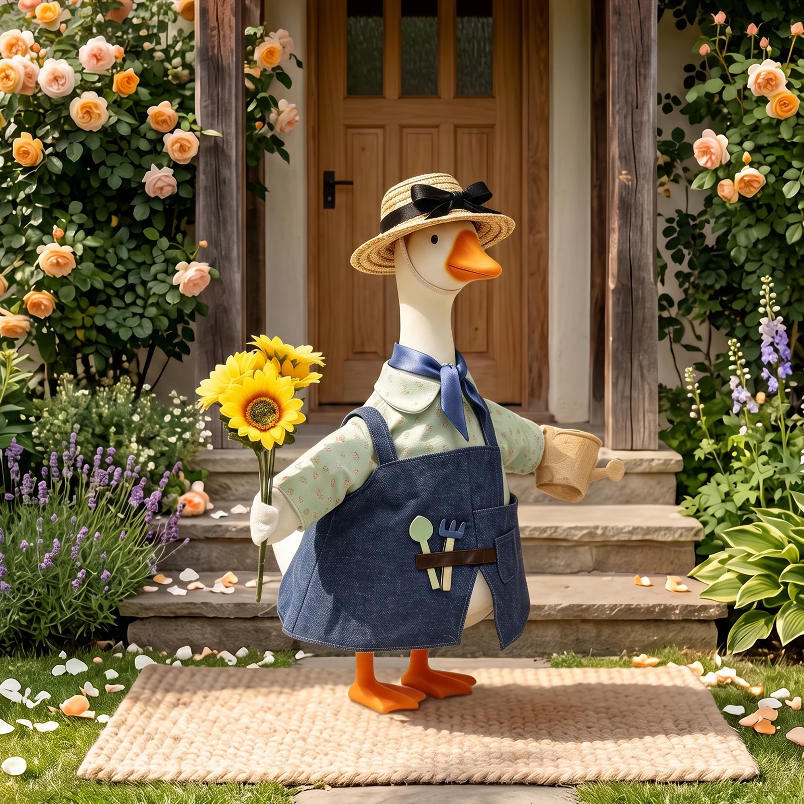 Gardener Porch Goose Outfit for 23 Inch Cement Plastic Lawn Goose Statue Porch Goose Outfit Porch Goose Outfit Lawn Decorative