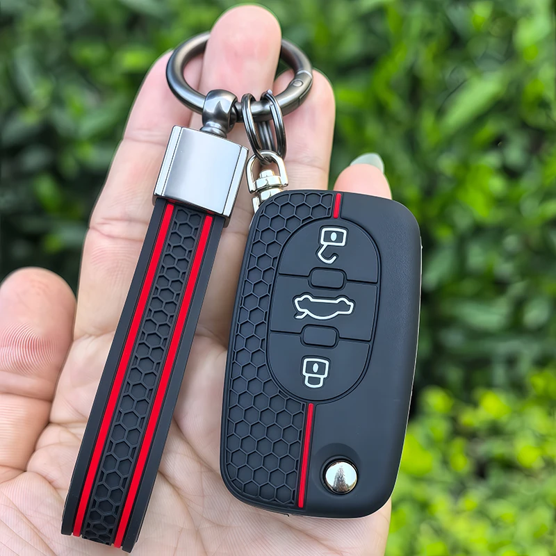 Silikon-Autoschlüsselhülle für Audi A1 A4 B6 A6 C5 TT 8N Schlüsselanhänger Zubehör Schutz