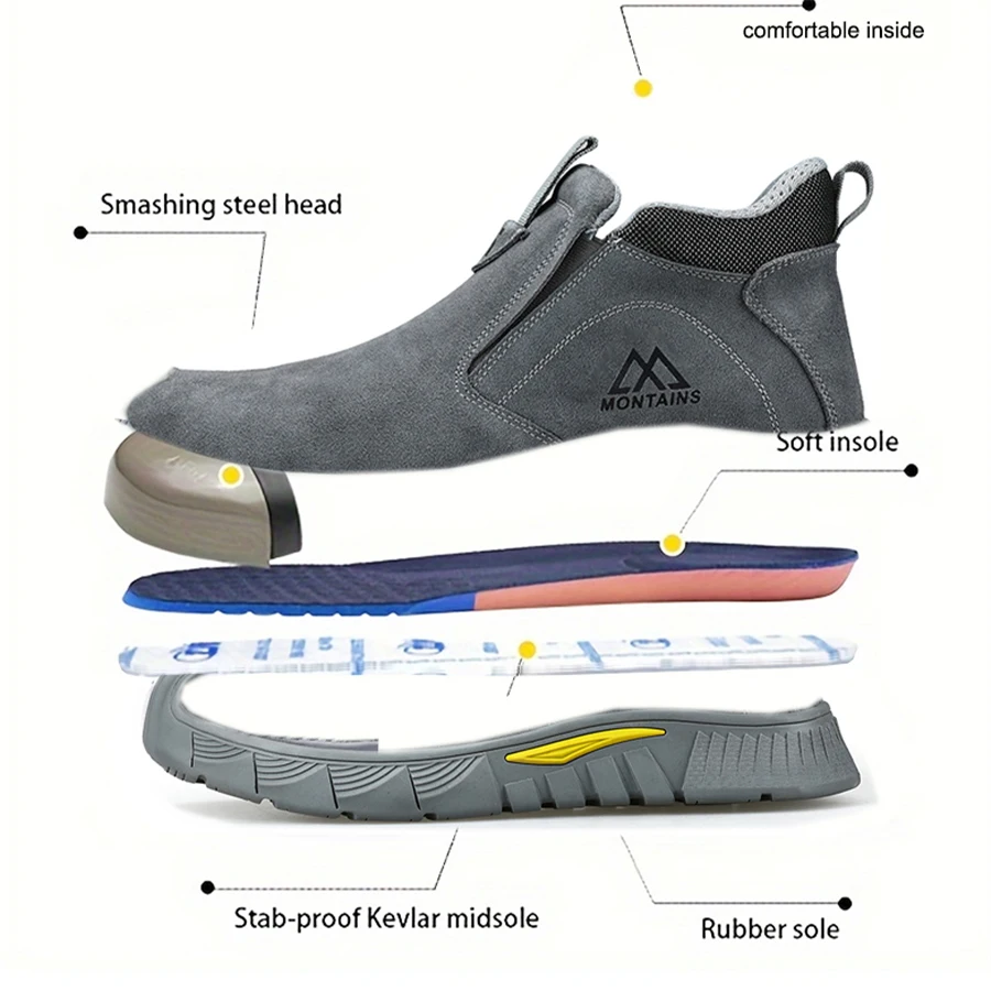 Indestructible Safety Shoes For Man Welding Work Boots for Men Non Slip Steel Toe Shoes Anti-smash Stab-resistant Safety Shoes