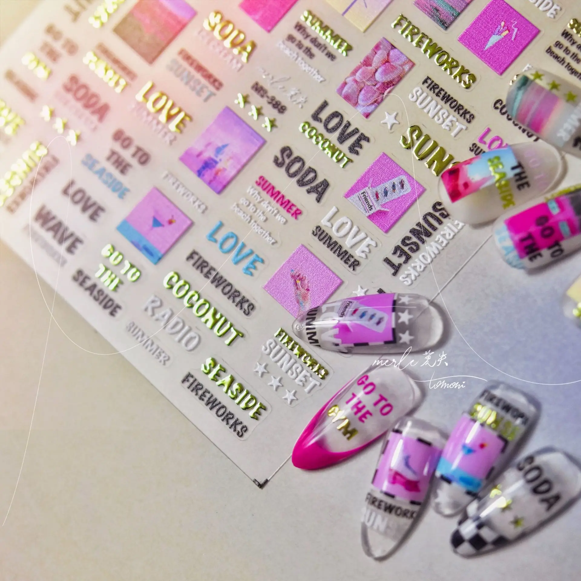 5d inglês carta decalque do prego carimbo quente cor carta decalque letras slider de alta qualidade requintado decoração da arte do prego adesivo