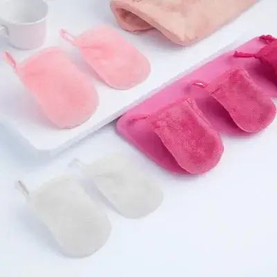 6Pcs Makeup Remover Gloves Facial Cleansing Soft Reusable Beauty Makeup Removal Glove Lazy Remover Washing Mitts for Women