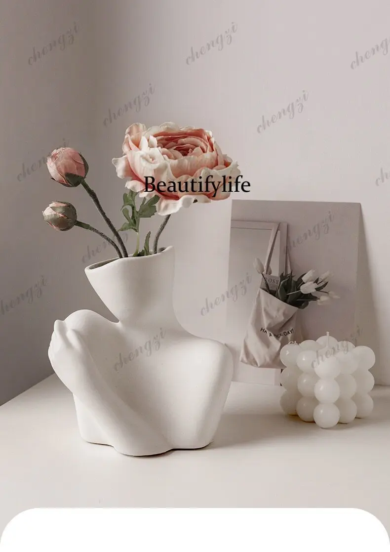 Nordic light luxury ceramic vase ornament high value abstract art porch TV cabinet countertop decoration