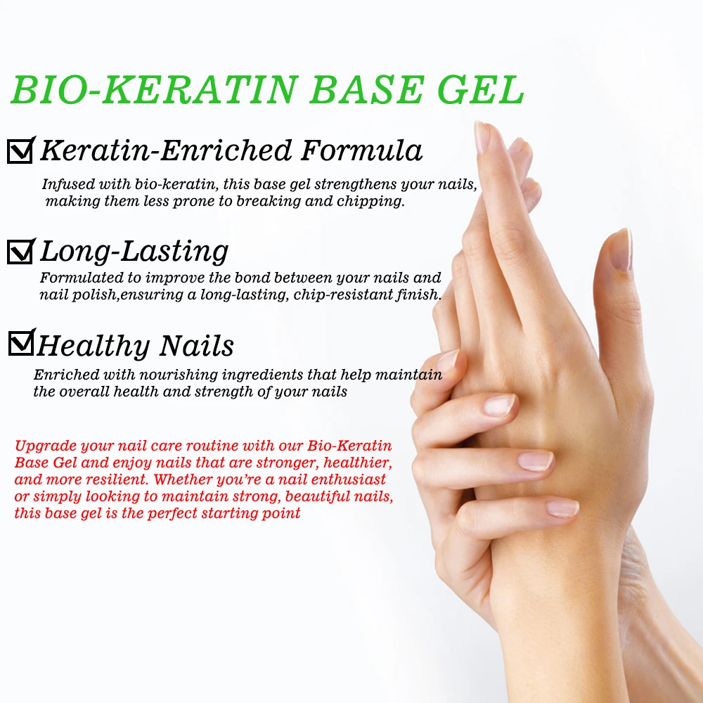 NEW Bio-Keratin Formula Rubber Base Coat Gel Nail Polish Manicure Repair Foundation Gel Top No Wipe Semi Permanent UV Finish Lak