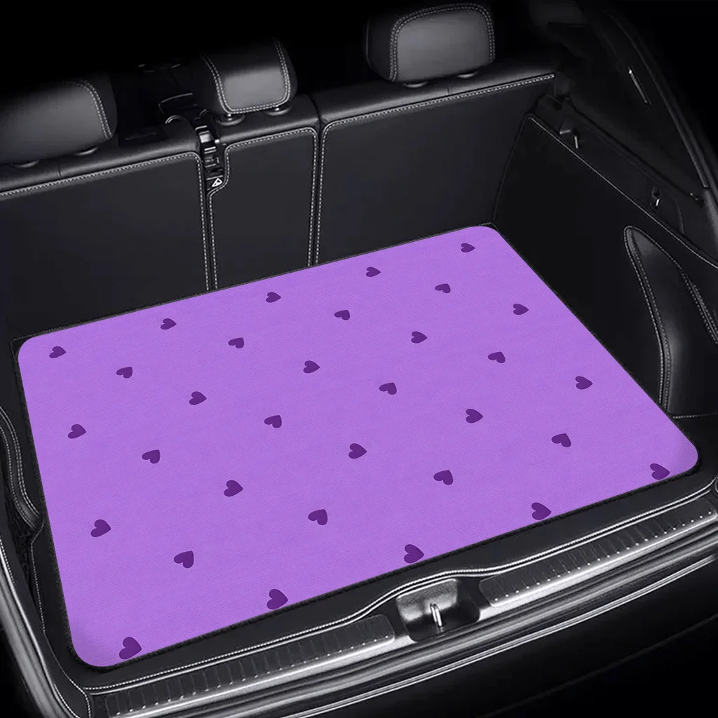 1pc Of Light Purple Base With Dark Purple Heart Pattern Trunk Mat, Durable And Machine Washable, Suitable For Sedans, Trucks, An