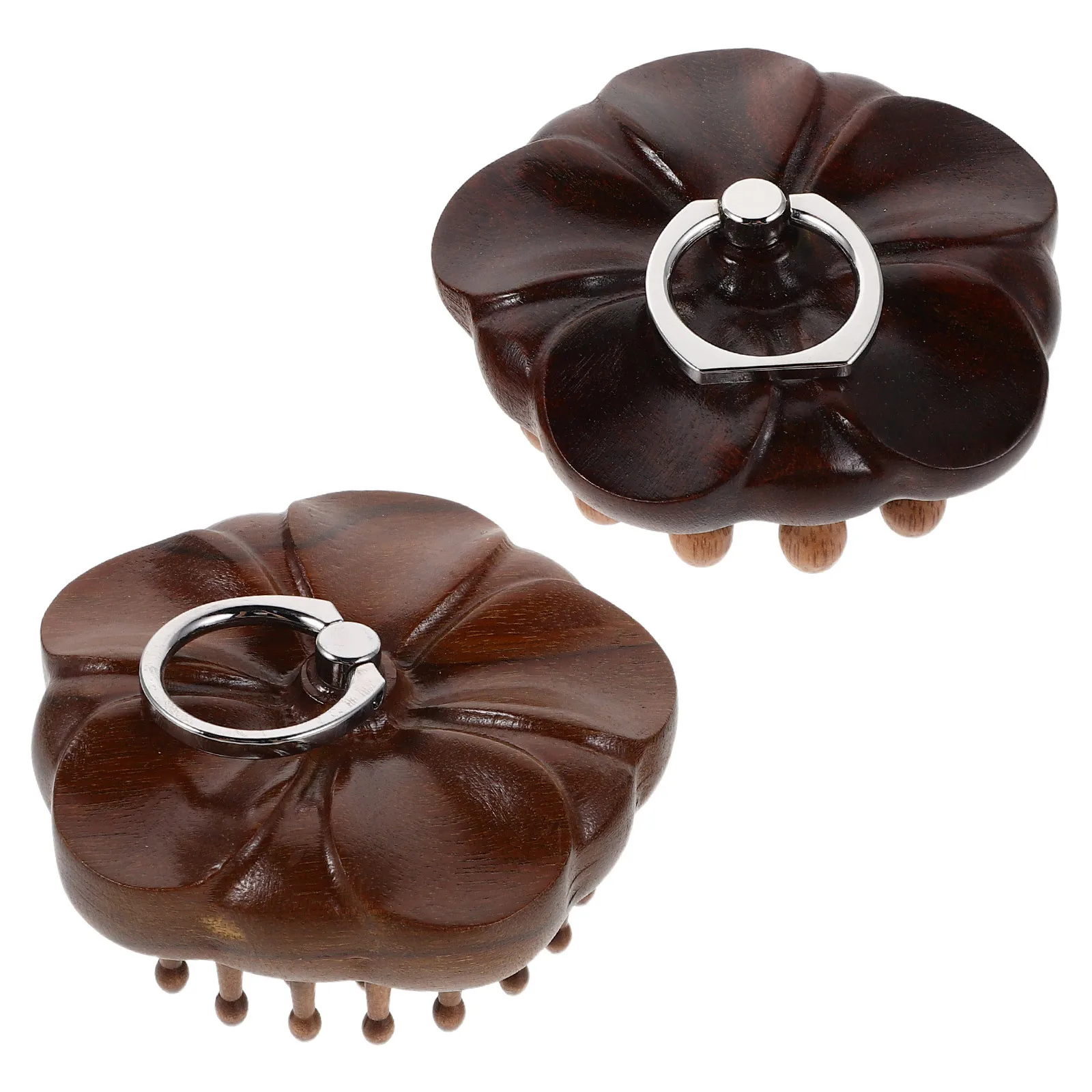 

2Pcs Wood Scalp Massager Sandalwood Massage Comb Finger Ring Manual Scalp Scraper Round Tooth Head Massage Natural Wooden Brush
