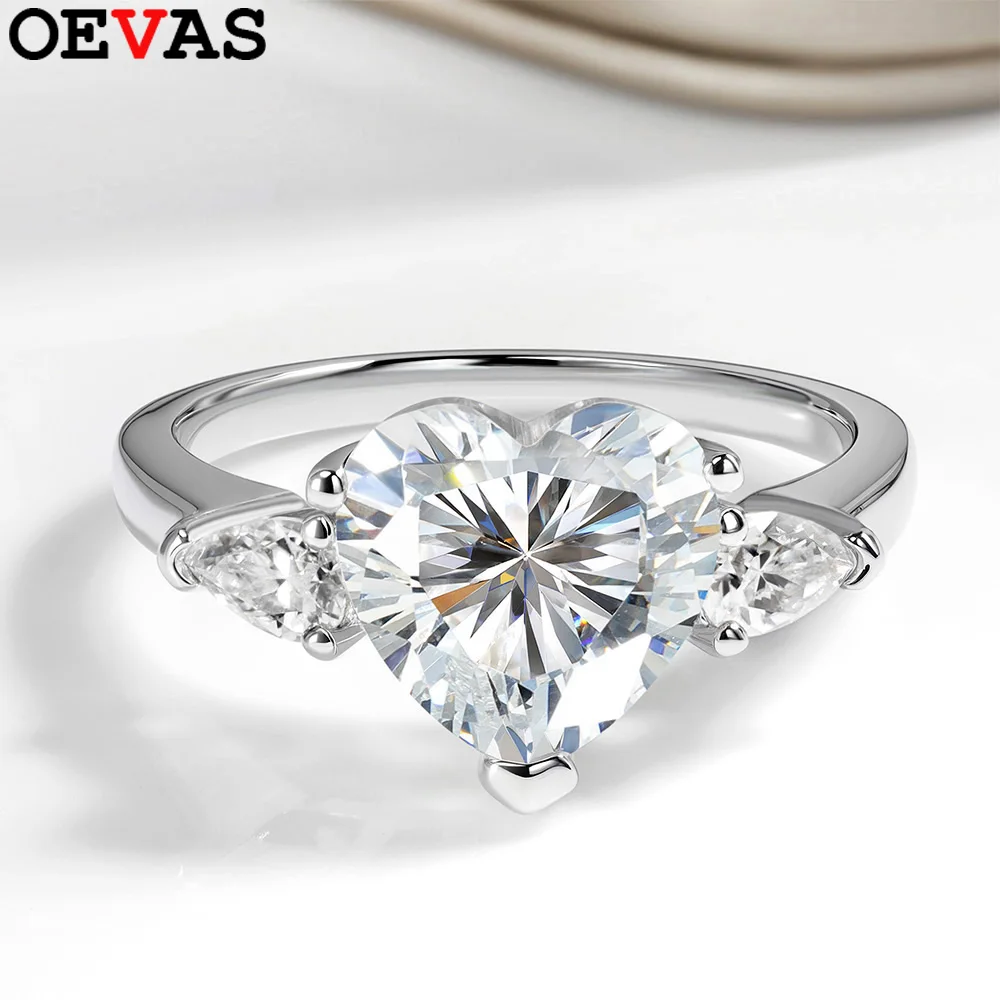 

OEVAS 1/2/3/4CT D Color Heart Moissanite Ring For Women Wedding Engagement Party 100% 925 Sterling Silver Bridal Fine Jewelry