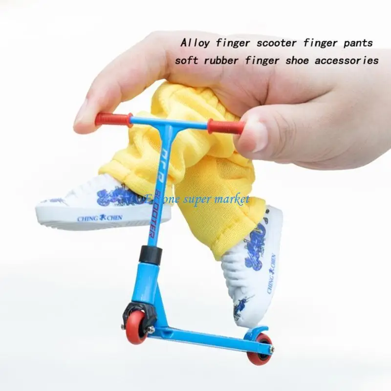 

090B Finger Scooter Toy Set with Finger Pants, Shoes and Tool for Kids Boys Girls