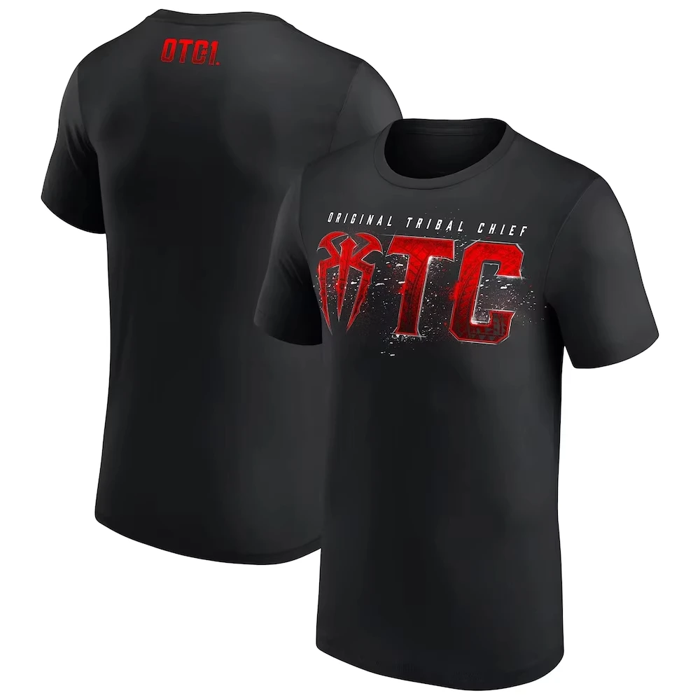 Men's 3D Roman Reigns Black Gold Print T-Shirt, Quick Dry Short Sleeve Tee, Outdoor Casual Sport Top, Multiple Plus Sizes Availa