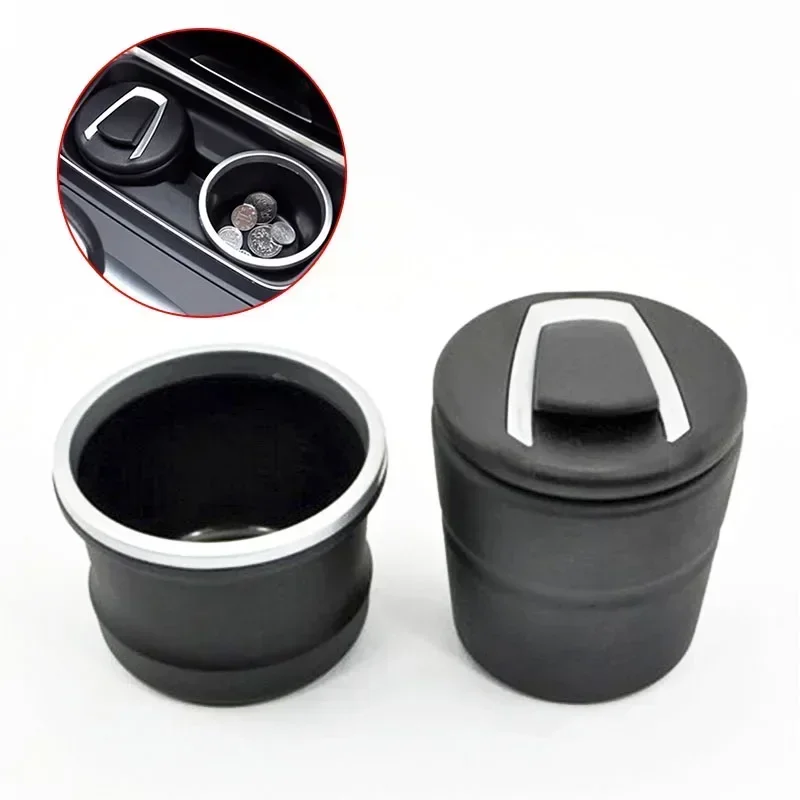 Car Ashtray With LED Lamp Multi-functional Ashtray Storage Jar For BMW Black Ventilation To Dissipate Smoke  Interior Accessorie