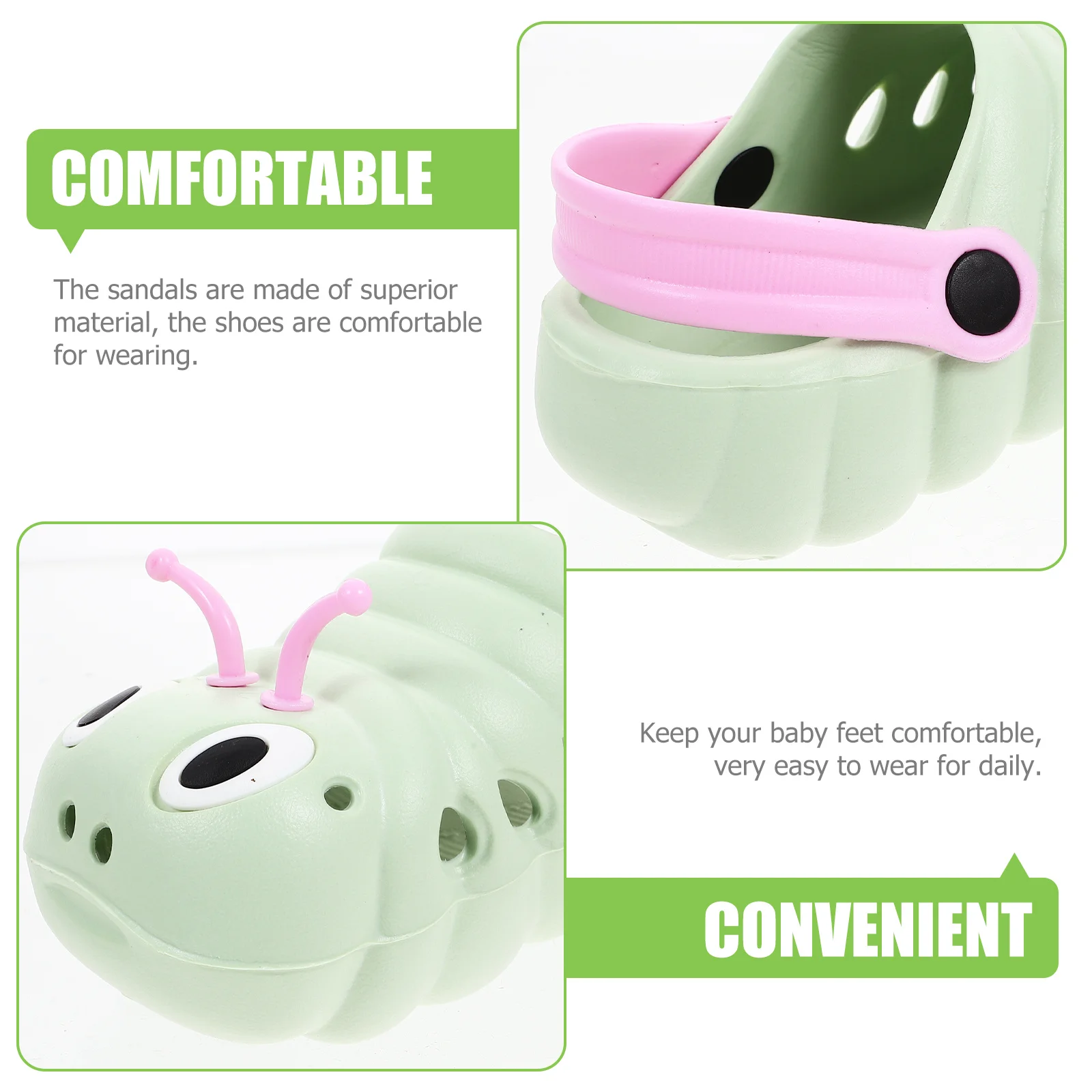 

1Pair Boys Girls Beach Non-Slip Sandals Cartoon Summer Shoes Green Size 26 Length 15.5cm Durable Material Great for Home School