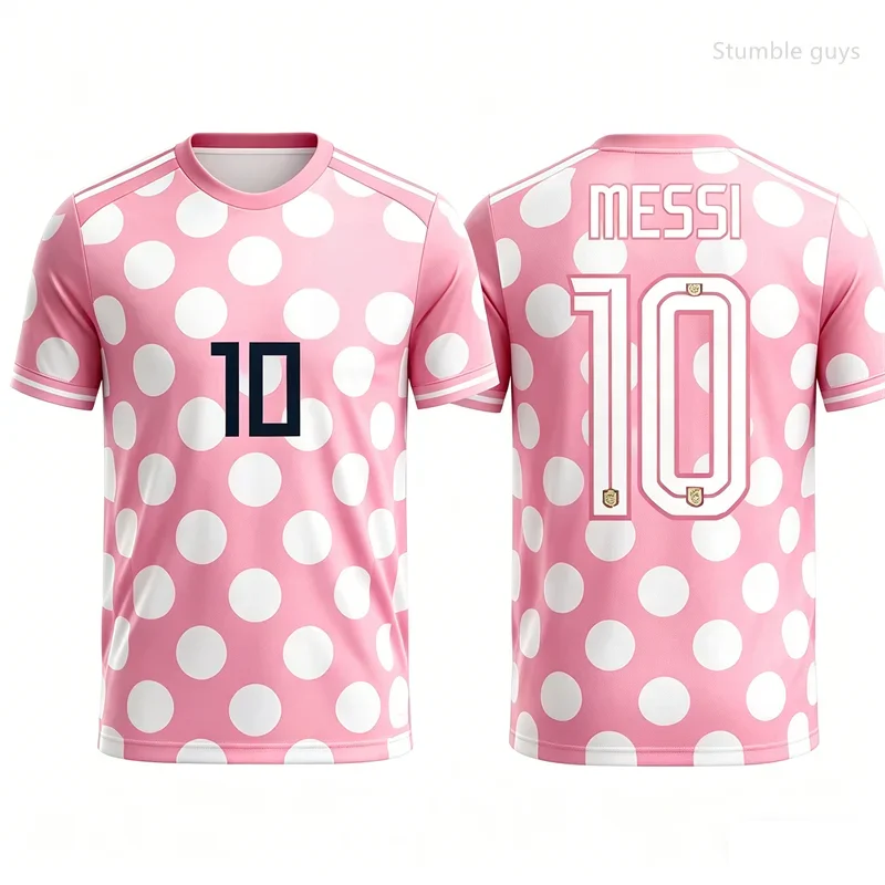 Herren Sommer All-Match Messi Nr. 10 Fußball-T-Shirt Kurzarm-Trikot Modisches Oversize-Outdoor-Alltagsoberteil Kinderkleidung