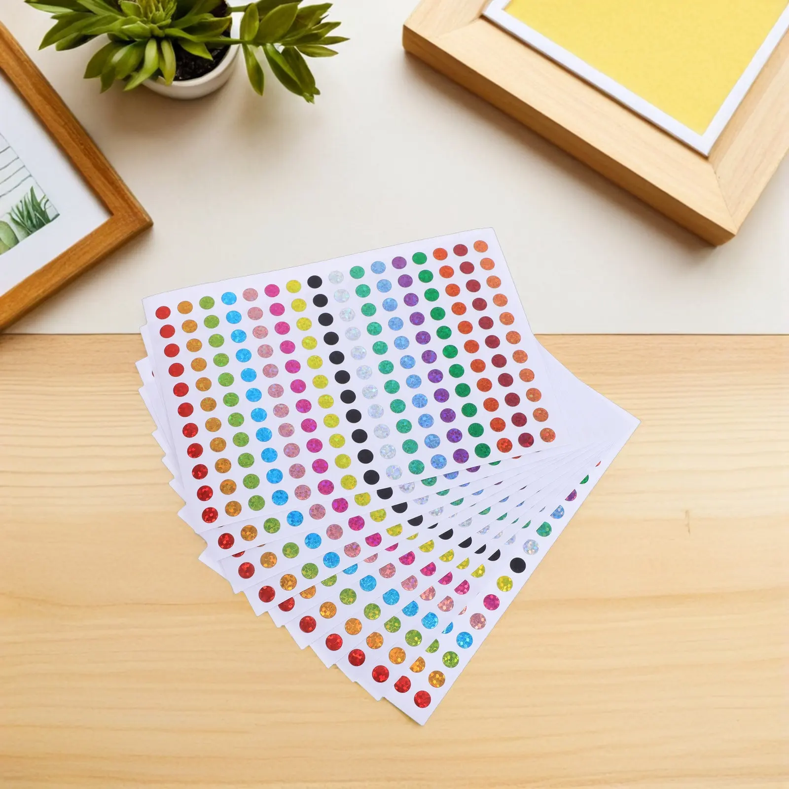 100Sheets Laser Color Coding Circle Stickers Shiny Round Dot Labels 6Mm 16 Colors Compact Removable for Classroom Office Home