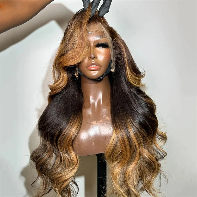 

Long Ombre Blond Soft 28'' Body Wave Glueless 5x5 Silk Base Jewish Human Hair Wig Baby Hair HD Lace European Hair Preplucked