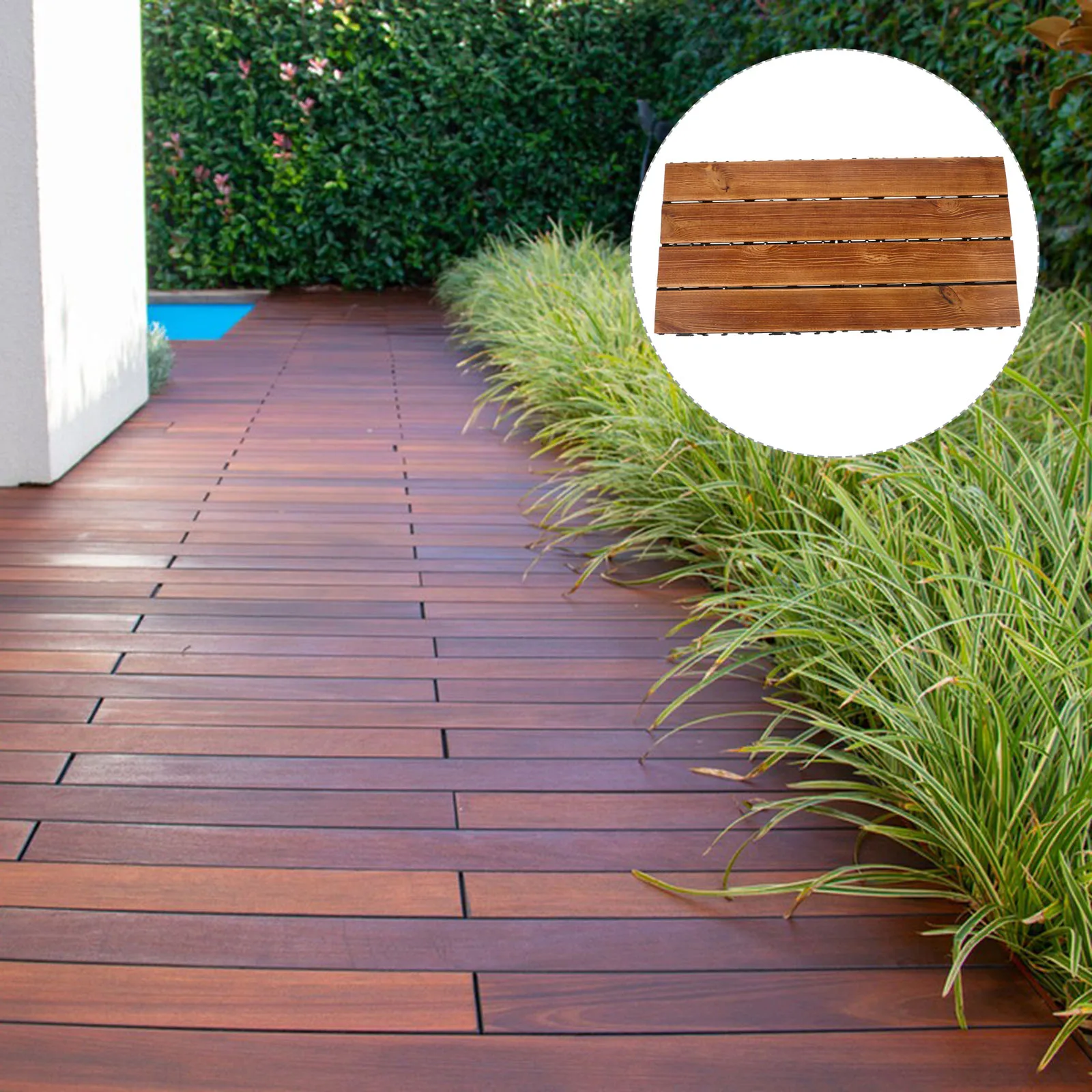 

Patio Wooden Flooring Interlocking Deck Tiles Outdoor Balcony Tiles Smooth Surface Safe Practical No Burrs Wood Panels for Walls