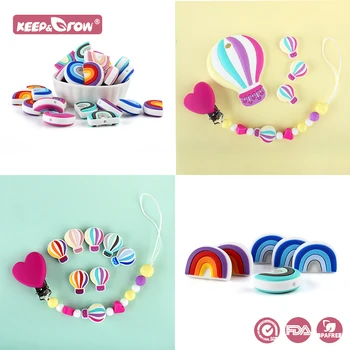 5/20/50 stücke Silikon Perlen Baby Regenbogen Luft Ballon Zahnen Fokal Perlen Kauen Spielzeug DIY Schnuller Kette Clip zubehör