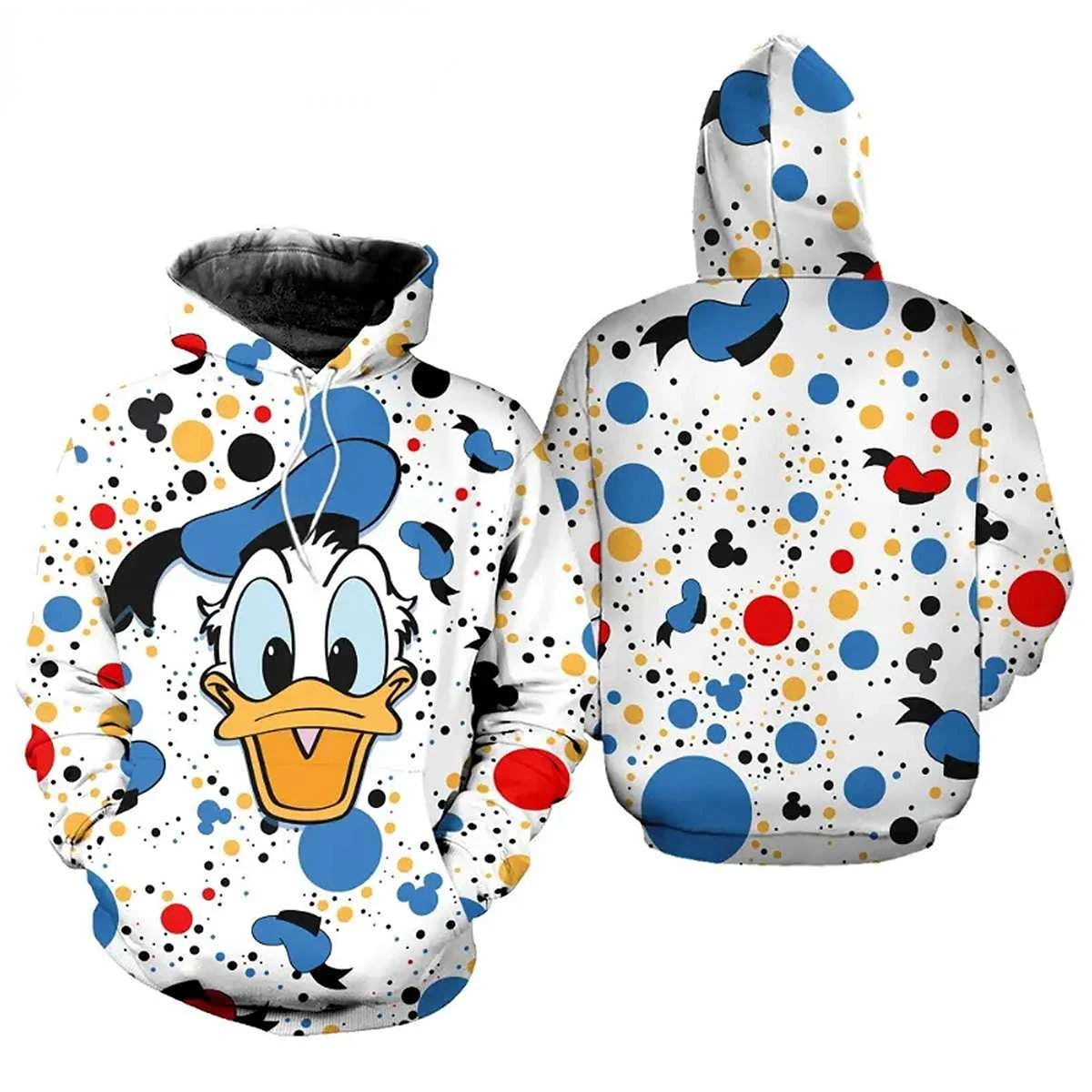 Cartoon Disney Men's and Women's Hoodies 3D Printed Donald Duck Pattern Children's Hoodies Cute and Fashionable StreetSweatshirt