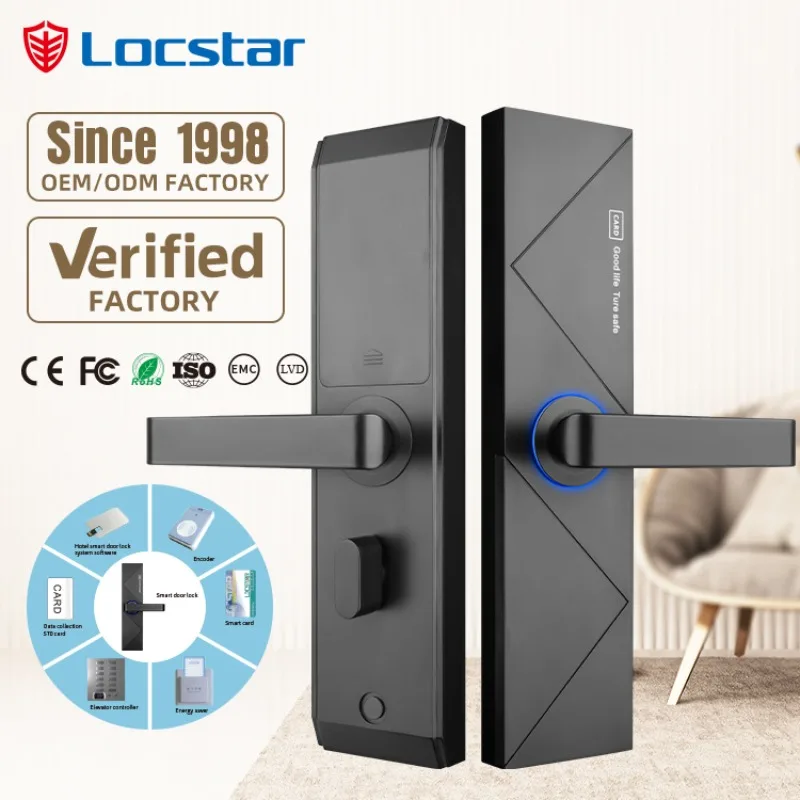 

[2026]Locstar New Design Wooden Door RFID Hotel Card Door Keyless Entry System Card Keyless Entry Hotel Rfid Keyless Entrys