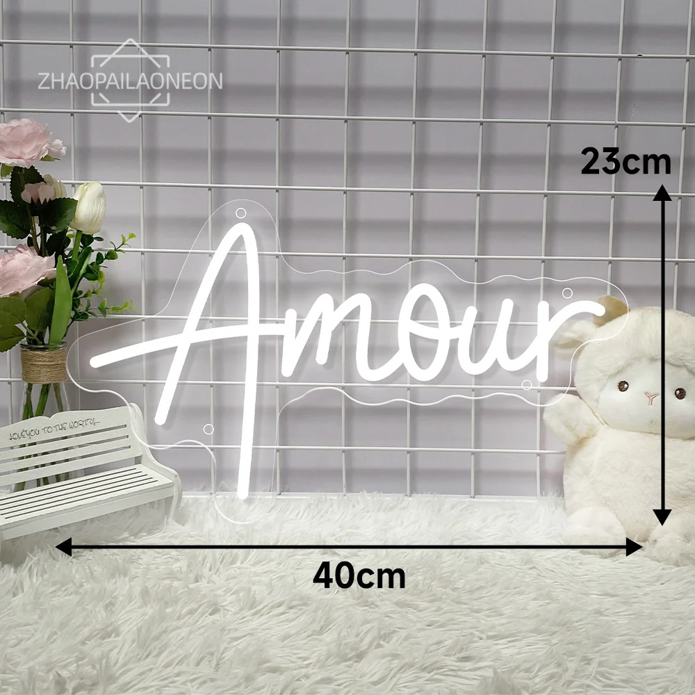 Amour Neon LED Sign Wedding Decor Party Neon Sign Lights Bedroom Room Decoration Wall Hanging I Love You Neon Lights LED Lamps