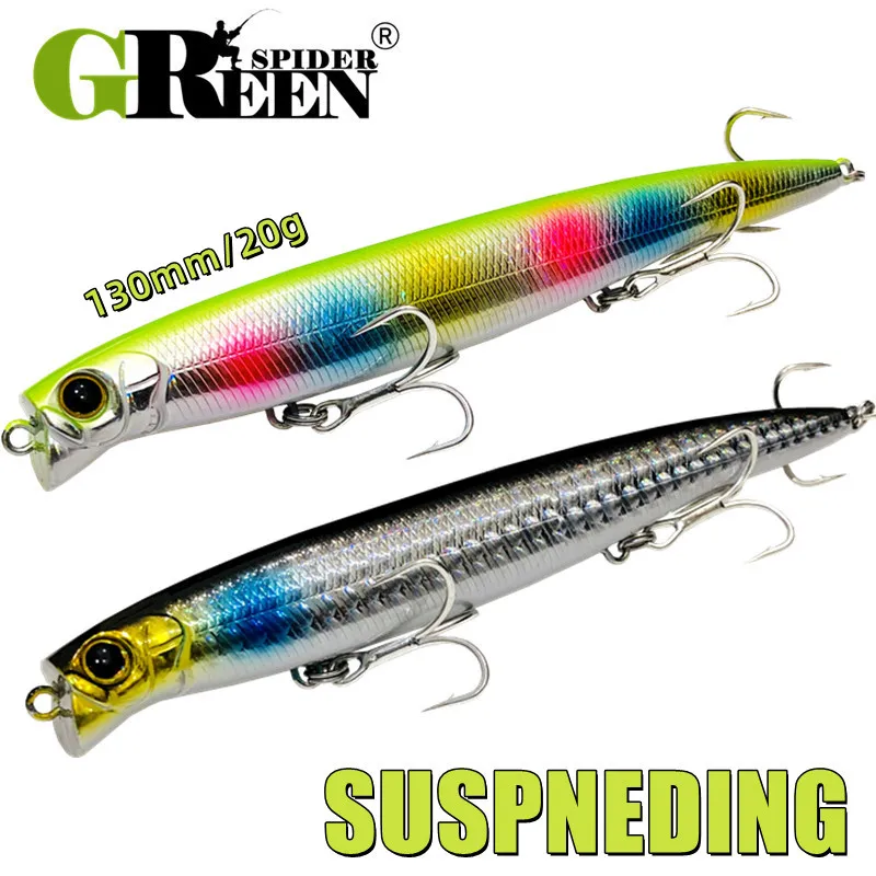 

GREENSPIDER Suspend Longcast Jerkbait Fishing Lure 130mm 20G Off Shore Saltwater Sea Bass Artificial Bait Tackle