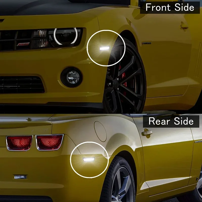 4Pcs/Set LED Side Marker Lamps Front Rear Dynamic Blue, White Light Fender Car LED Light Fit For Chevrolet Camaro 2010-2015