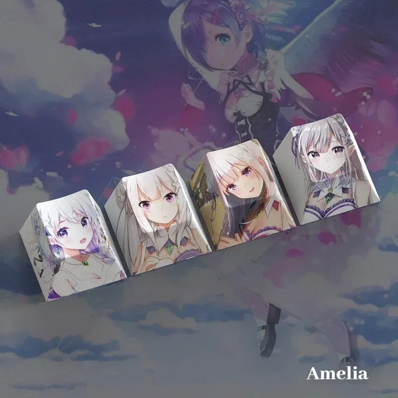 Re:ZERO Rem Ram Keycaps Anime thema keycap 4 toetsen Cherry hoogte PBT Vijfzijdige Thermische Sublimatie Mechanische Toetsenbord Keycaps