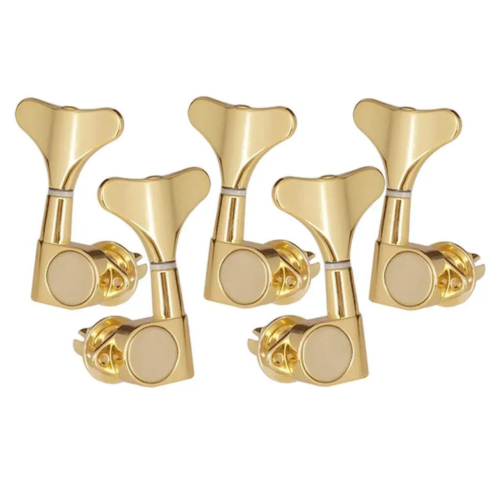 5 Pieces Sealed-gear Electric Bass Tuning Pegs Tuners Machine Heads Gold