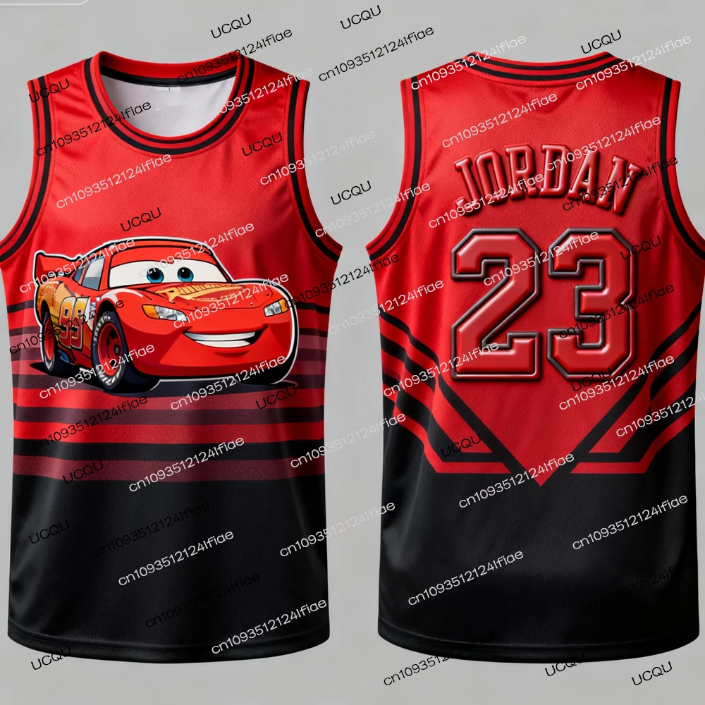 2025 الوافدين الجدد سيارات لايتنينج ماكوين إصدار خاص الأردن # 23 سترة كرة السلة جيرسي للأطفال كارتون كرة السلة الرياضية #5