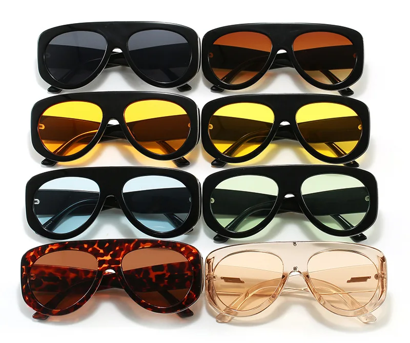 Mode Pilot Sonnenbrille Frauen Marke Designer Neue Große Rahmen Sonnenbrille UV400 Oval Schutz Sonnenbrillen – Detail 5
