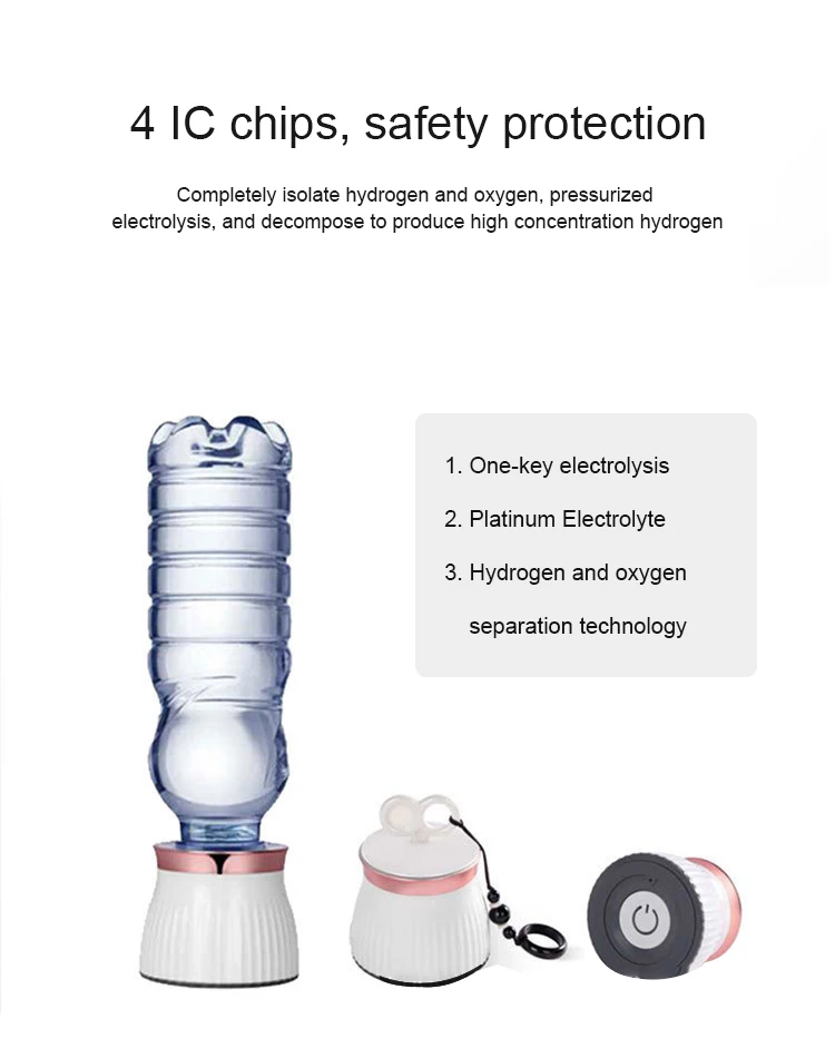 5000ppb 슈퍼 높은 농도 휴대용 수소 물 텀블러 충전식 물 Ionizer H2 수소 병 Generato