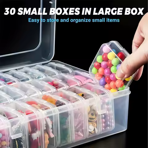 30 Grids Plastic Storage Box DIY Diamond Painting Beads Charms Jewelry Accessories Organizer Box Durable Plastic Storage Box
