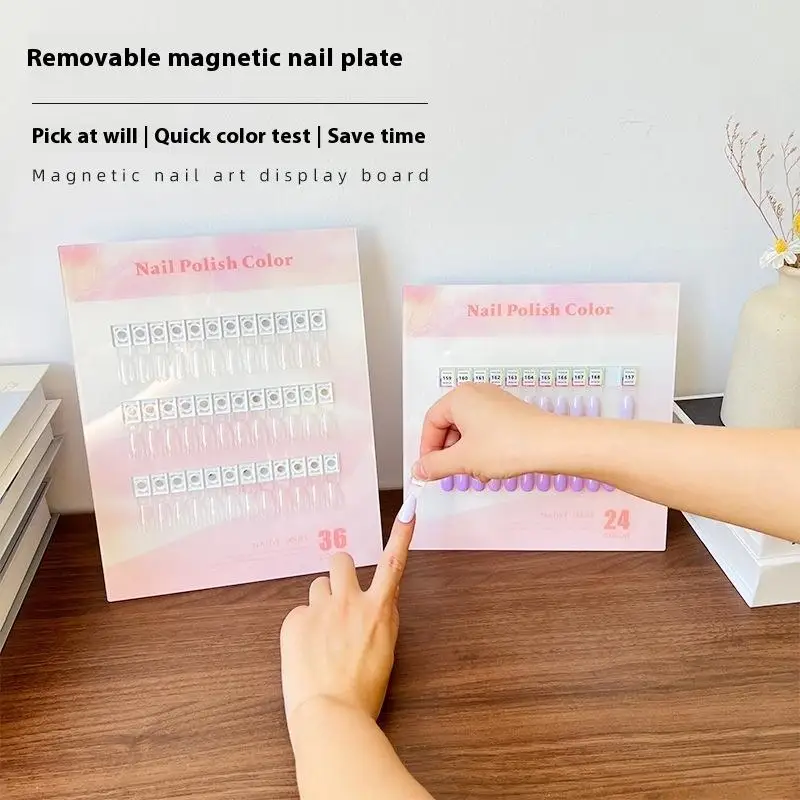 24/36/48Colors Nail Gel Polish Color Testing Tools Separable Magnetic Tips Nail Color Board Try-on False Nail Tips Showing Board