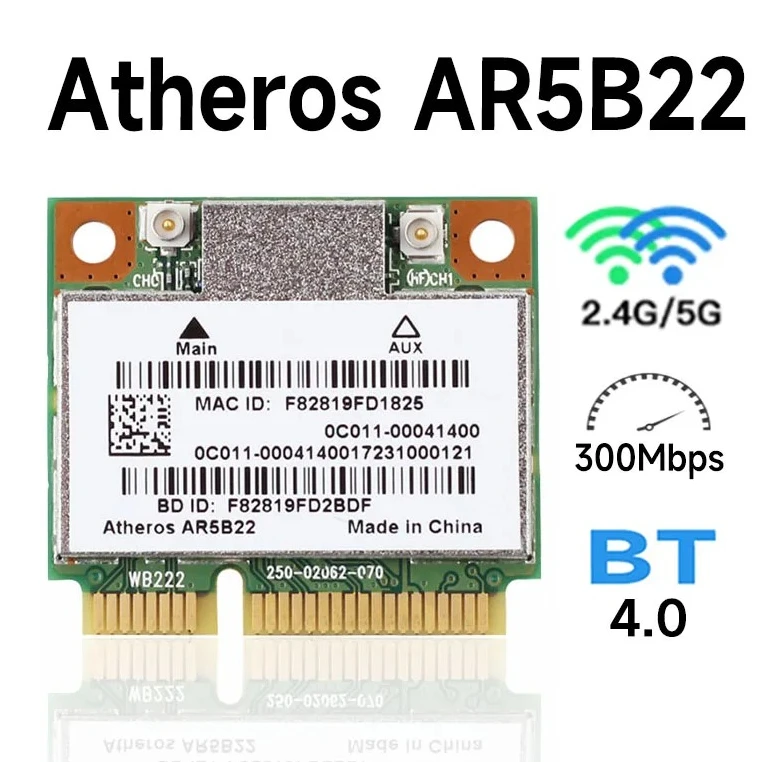 XX Atheros Ar5B22 Half Mini Pci E Wireless Network Card Dual Band 2 4Ghz 5Ghz 300Mbps Bluetooth 4 0 Notebook Upgrade Hardware