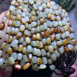 Russian Hetian with Leather Jade Pebble Matching Sweater Chain Crafts Diy Necklace