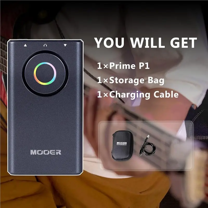 【TRAVEL ESSENTIAL】MOOER Prime P1 Guitar Multi-Effects Processor With 126 Effects, Tuner, Amp, Metronome, Headphone Amp, Bass Gui
