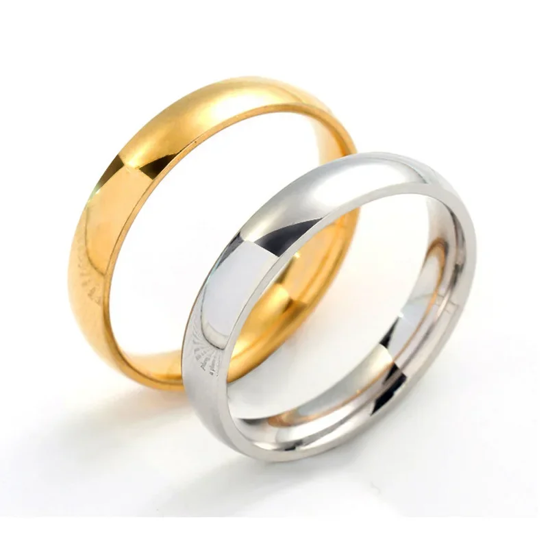 

Classic 4mm Circular Smooth Surface Stainless Steel Couple Charm Titanium Steel Rings Exquisite Plain Circle Gift Jewelry