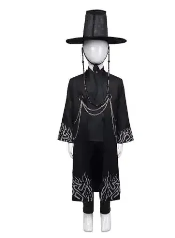 Traje de Cosplay de Halloween para niños, disfraz de KPop Demon Hunters Saja para niños, bata de Jinu Saja, uniforme negro para bebé puesta en escena