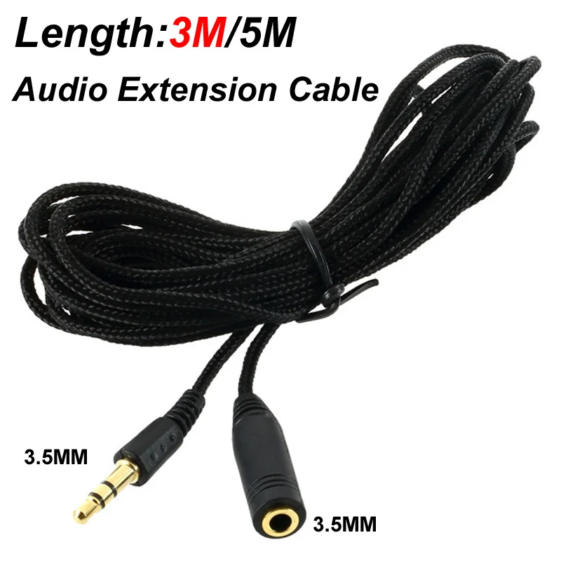 5m/3m/Headphone Extension Cable 3.5mm Jack Male to Female 3.5mm AUX Cable Audio Stereo   Extender Cord Earphone Speaker Phone