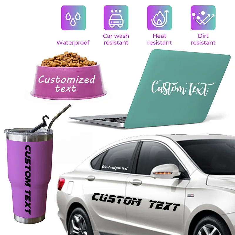 Custom Personality Text Name Car Sticker Windshield Bumper Motorcycle Bike Helmet Vinyl Signature Reflective Sticker