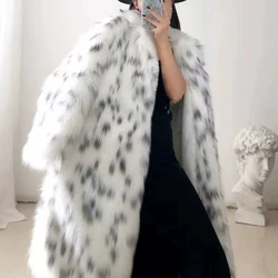 Luxury fluffy fluffy fluffy faux fur coat ladies winter 2024 long belt coat fashion ladies fox fur coat coat