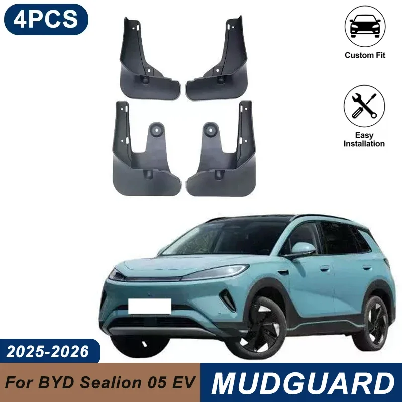 4PCS Car Mud Flaps For BYD Sealion 05 EV 2025-2026 Waterproof Anti-Splash Fender Mudguards Auto Exterior Accessories