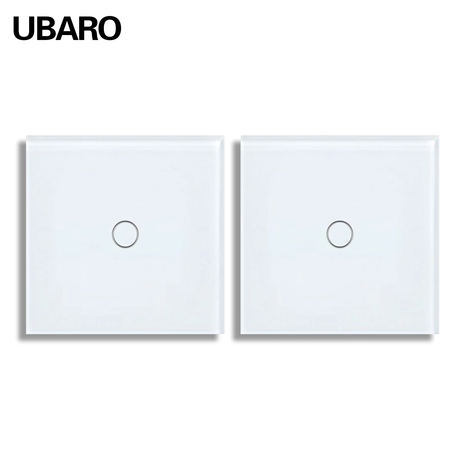 UBARO Eu/UK 86*86mm 1Gang 2Way Dual Touch Schakelaar Gehard Glazen Paneel Trap schakelaar Slaapkamer Sensor Schakelaars Kruis Geen WIFI nodig